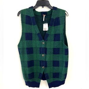 Free People Gingham check vest in Green